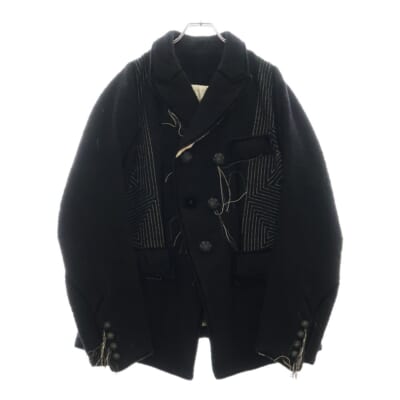 09AW A CLOSED FEELING期 ベロアパイピングデザイン ウールジャケット ブラック Bランク