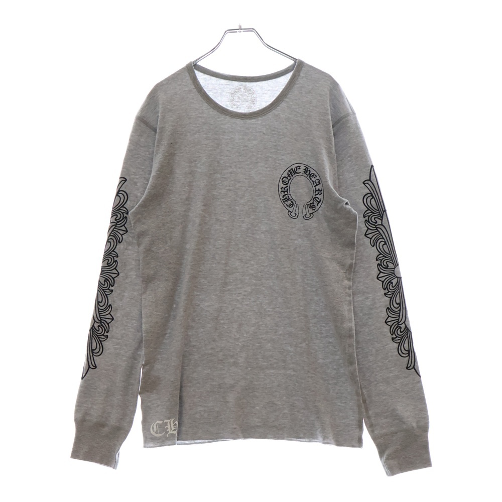 Horseshoe Arm Floral Thermal L/S Tee ホースシュー アームフローラル サーマル クルーネック長袖Tシャツカットソー ロングスリーブ ロンT グレー Bランク