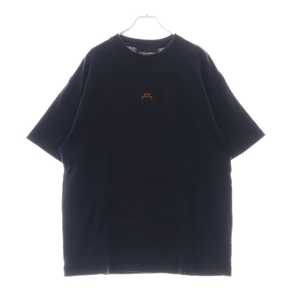 Erosion Tee フロントロゴプリント クルーネック 半袖Tシャツ ブラック/オレンジ Bランク