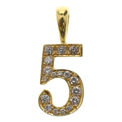 K18YG No.5 ダイヤモンド ペンダントトップ ネックレスチャーム Aランク
