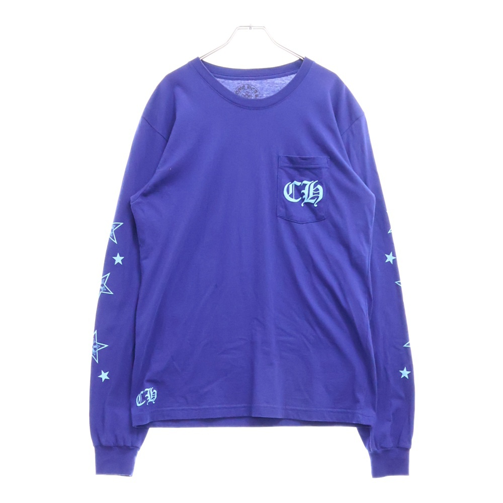 BLUE STAR LONG SLEEVE TEE バックスタープリントクルーネック長袖Tシャツ ブルー Aランク