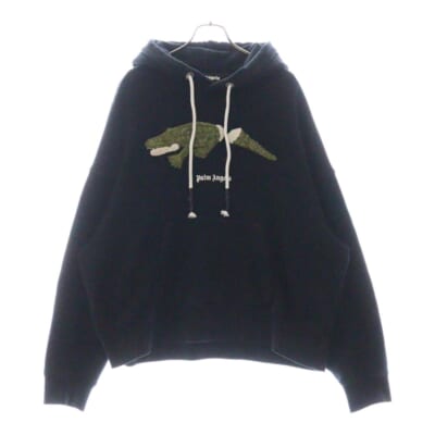 CROCODILE HOODIE クロコダイル 刺繍 プルオーバーパーカーフーディー PMBB058E20FLE007 ブラック Bランク