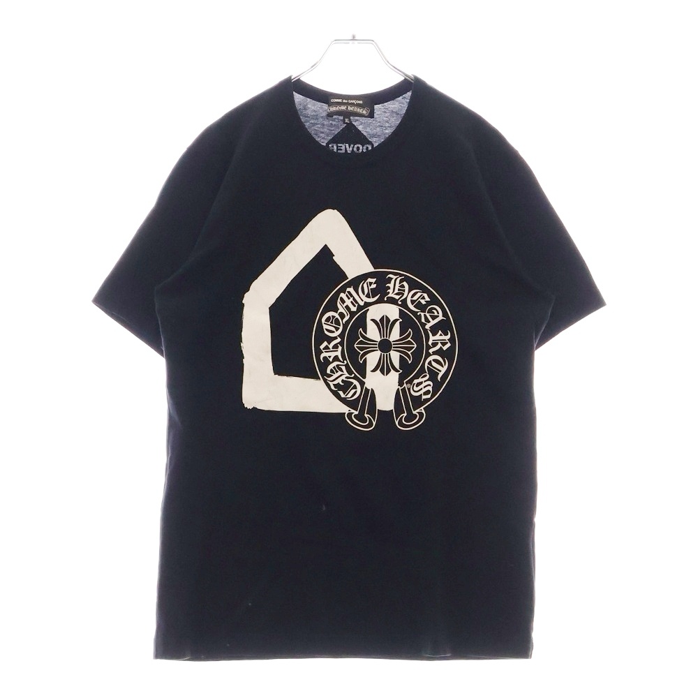 12SS ×COMME des GARCONS DOVER STREET MARKET ZI-T002 ×コムデギャルソン ホースシュープリント クルーネック半袖Tシャツカットソー ブラック Bランク