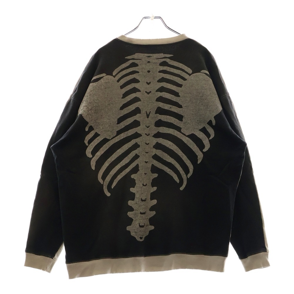 TWO-TONE SKELETON CREWNECK ボーンプリント クルーネックスウェットトレーナー グレー KOR810LC01 Aランク