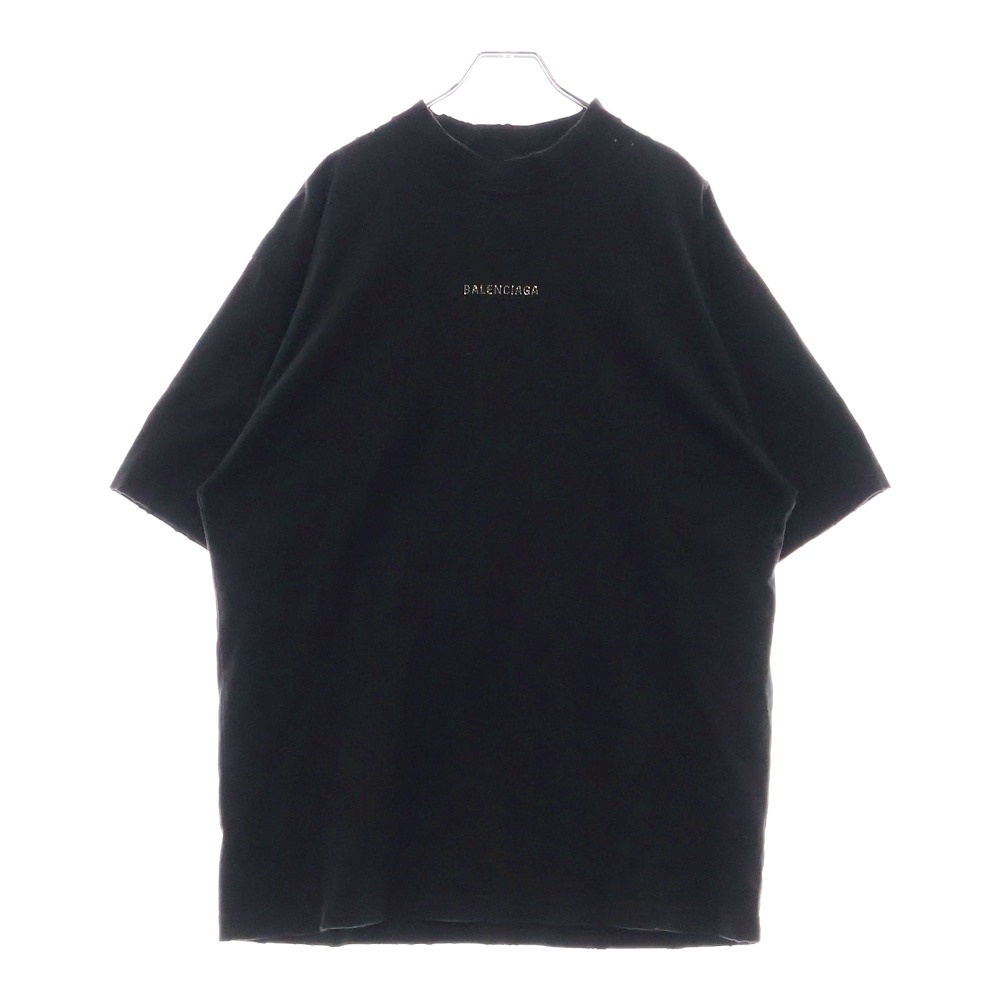 Crystal Logo T-Shirt ラインストーン装飾 ダメージ加工半袖Tシャツ ブラック 764235 TOVJ6 Bランク
