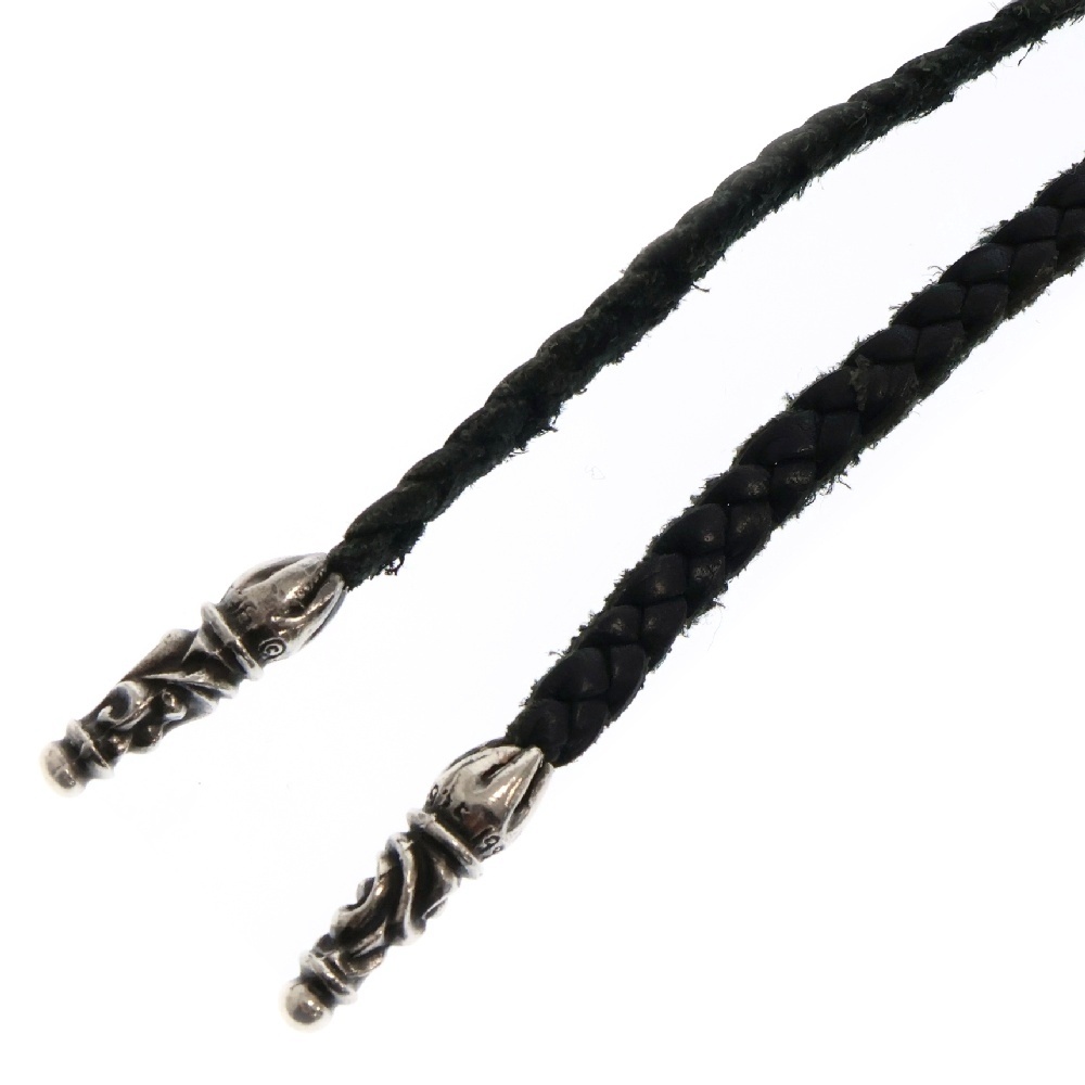 LEATHER BRAID SCROLL ネックレス レザーブレイドネックレス ブラック/シルバー BCA377 Bランク