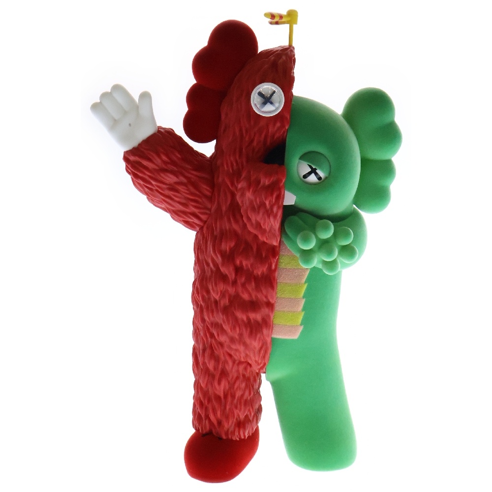 x KAWS KACHAMUKKU BLACK ×カウズ カチャムック ガチャピン フィギュア レッド/グリーン 人形 Aランク