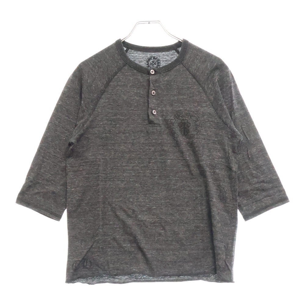 クロムハーツ ヘンリーネック七分袖Tシャツ カットソー グレー XS