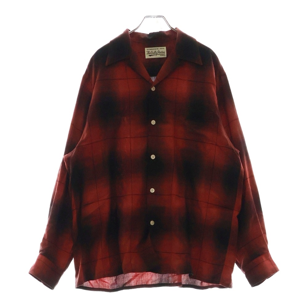 23AW OMBRE CHECK OPEN COLLAR SHIRT 23FW-WMS-OC01 オンブレチェックオープンカラーシャツ 長袖シャツ レッド Bランク