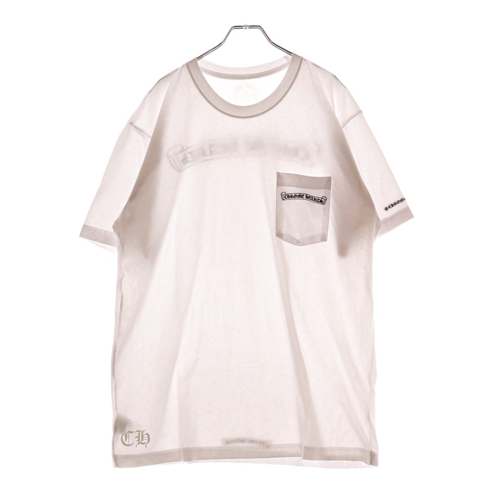CH T-SHRT スクロールラベル バックプリント Tシャツ ホワイト コットン Sランク