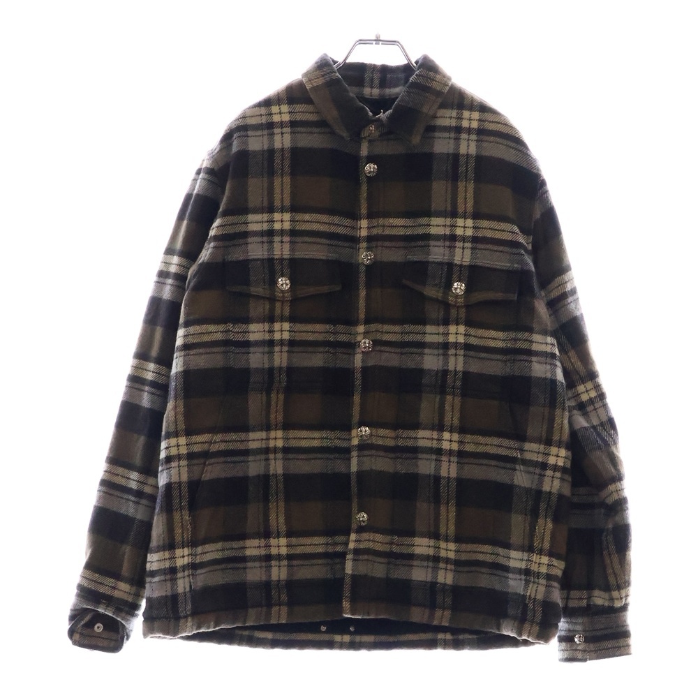 裏地ボアフランネルチェックシャツ ブルゾン ジャケット カーキ Sランク