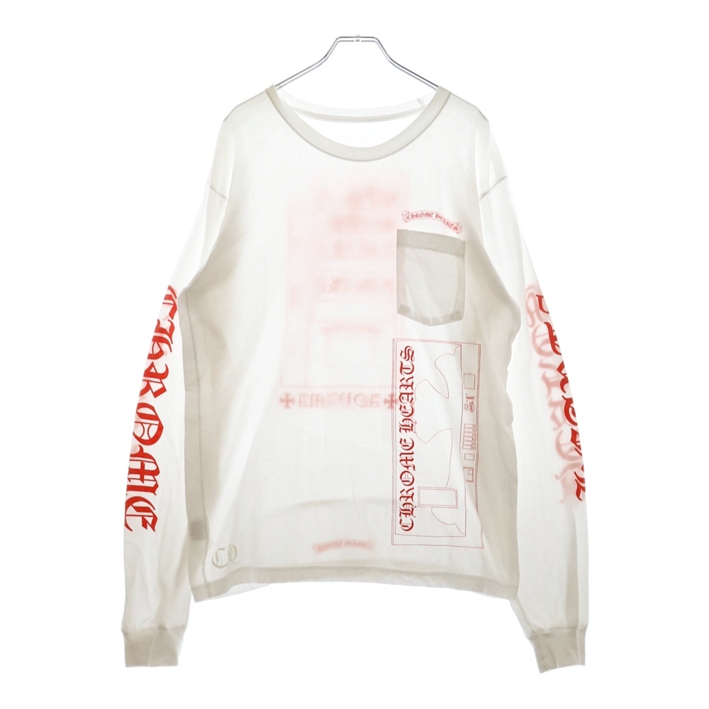 CH L S LTD 青山限定ベンディングマシンプリント長袖カットソー ホワイト×レッド Aランク