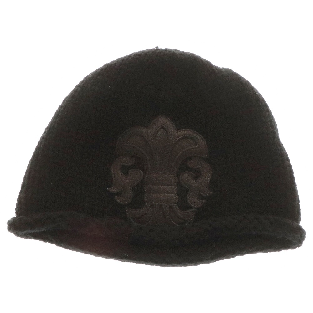 BEANIE CASH レザーパッチビーニー BSフレアパッチ付きカシミアニット帽子 Aランク