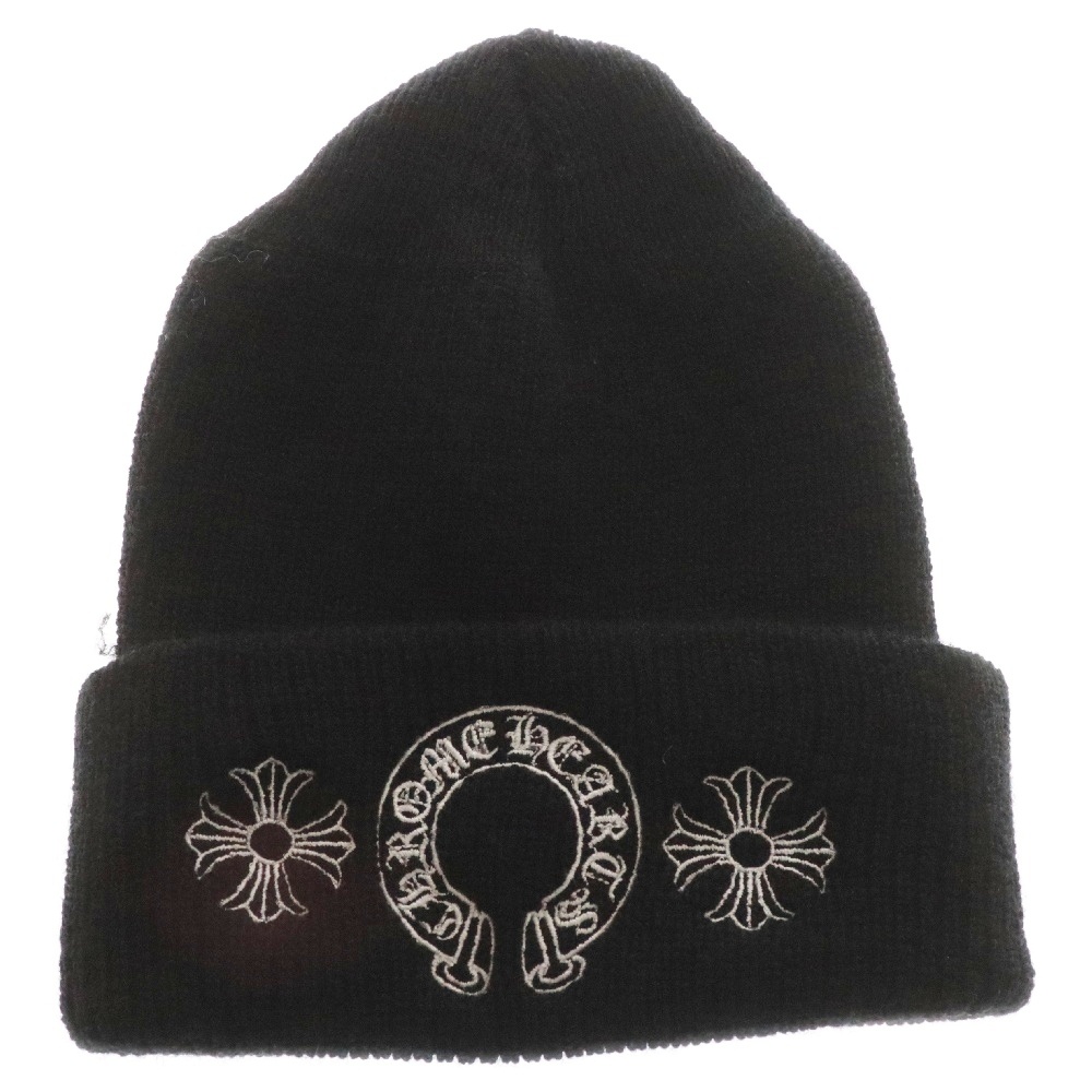 WOOL WATCH CAP ウールワッチキャップ CHロゴ刺繍ビーニーニット帽 ブラック/ホワイト Aランク