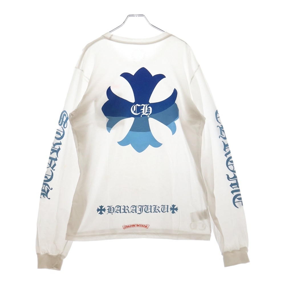 CH L S LTD 原宿限定 バックCHクロスプリント長袖カットソー ロンT ホワイト Bランク