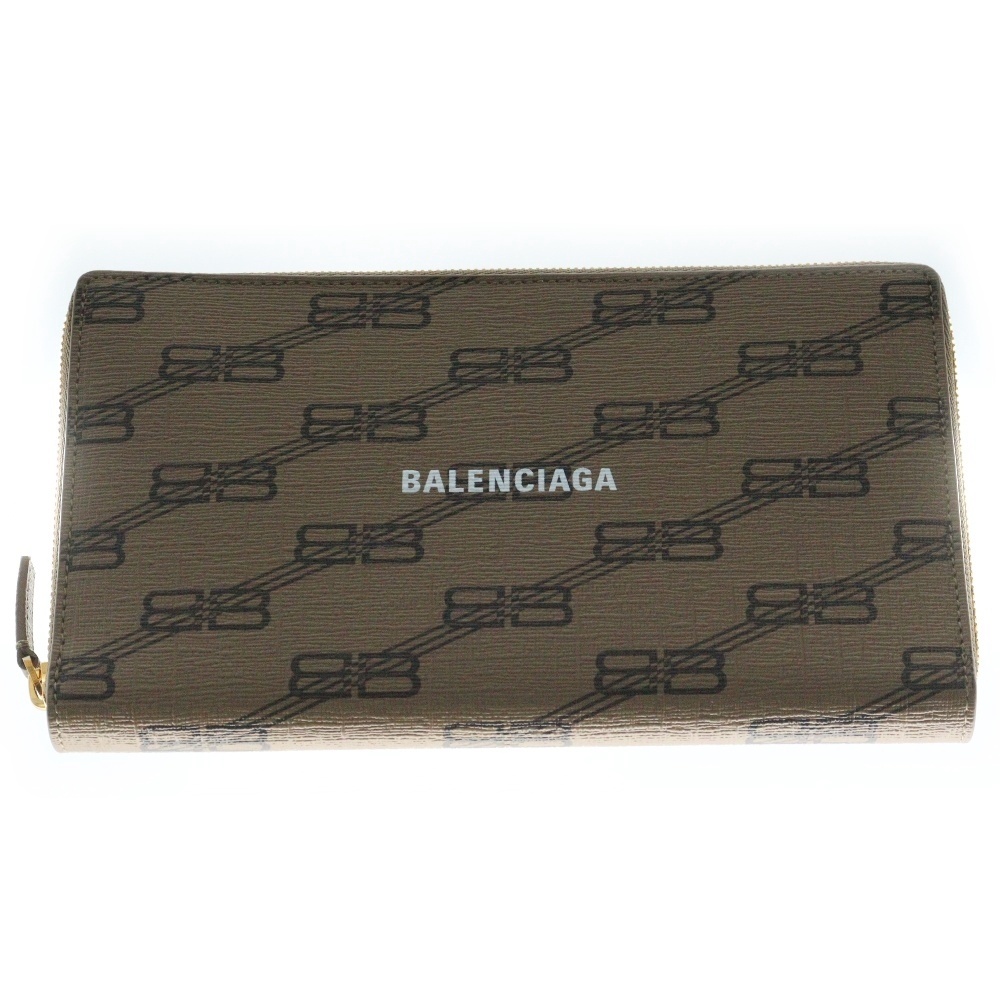 BBモノグラムキャンバス ラウンドジップウォレット 長財布 ブラウン 594317 2762 Sランク