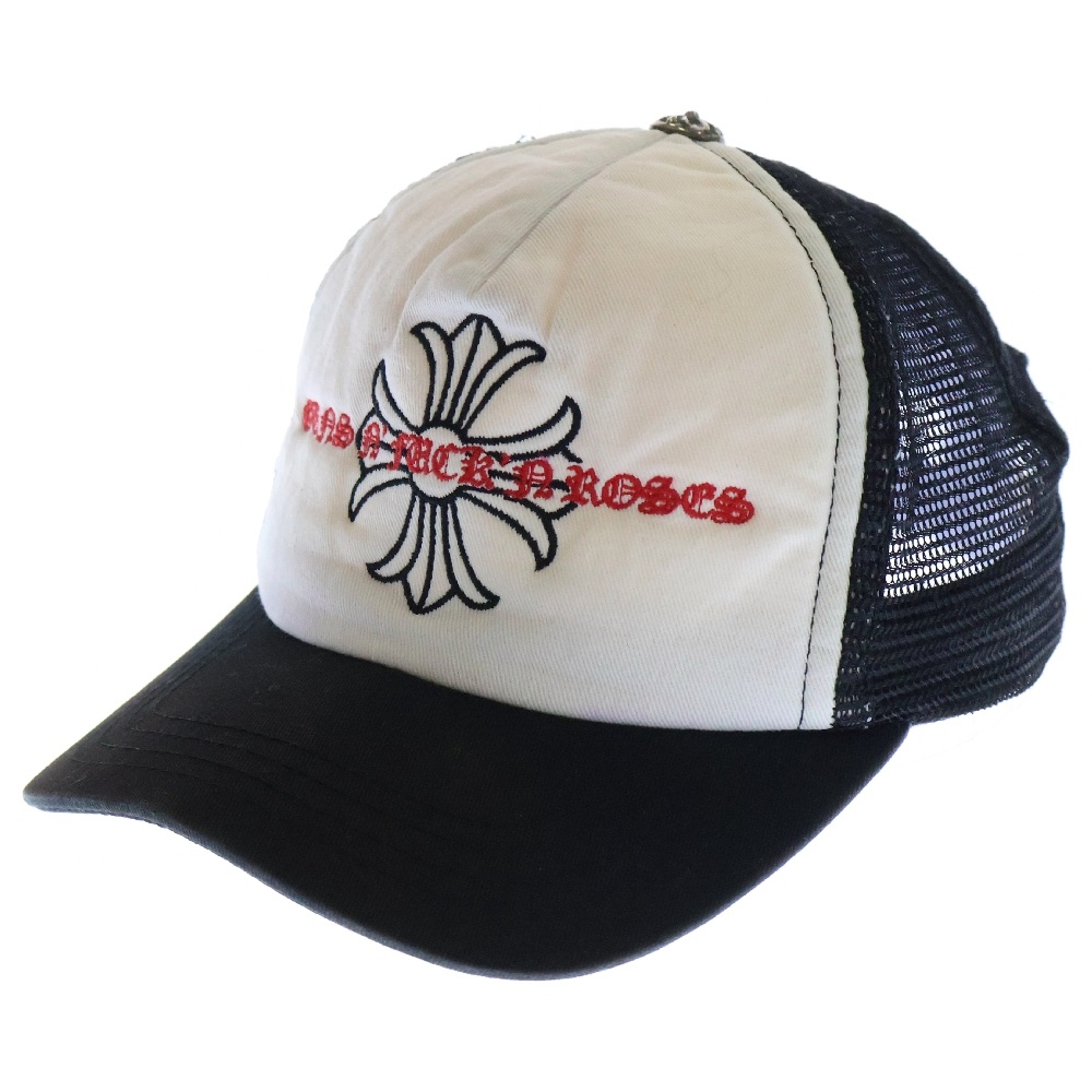 TRUCKER CAP CHプラス刺繍 トラッカーキャップ クロスボール付メッシュキャップ 帽子 ブラック/ホワイト Bランク
