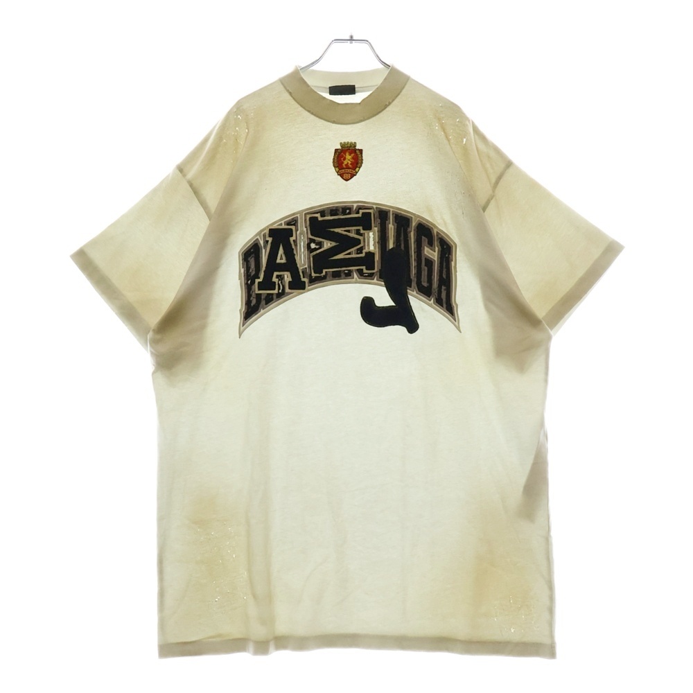 23SS SKATER OVERSIZED 739028 TOVN2 スケーター クラッシュダスト加工 ワッペン 半袖 Tシャツ カットソー ホワイト Aランク