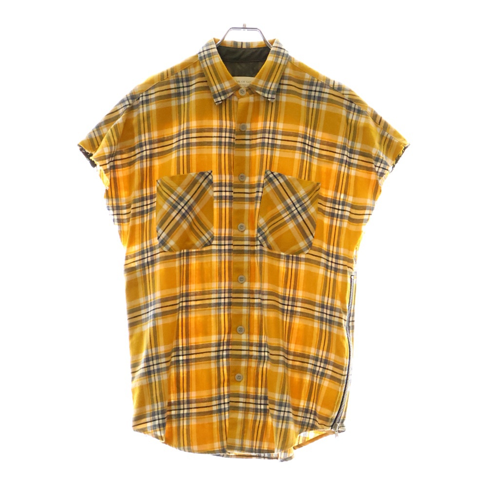 FOURTH COLLECTION チェック柄 サイドジップ ノースリーブシャツ イエロー Bランク