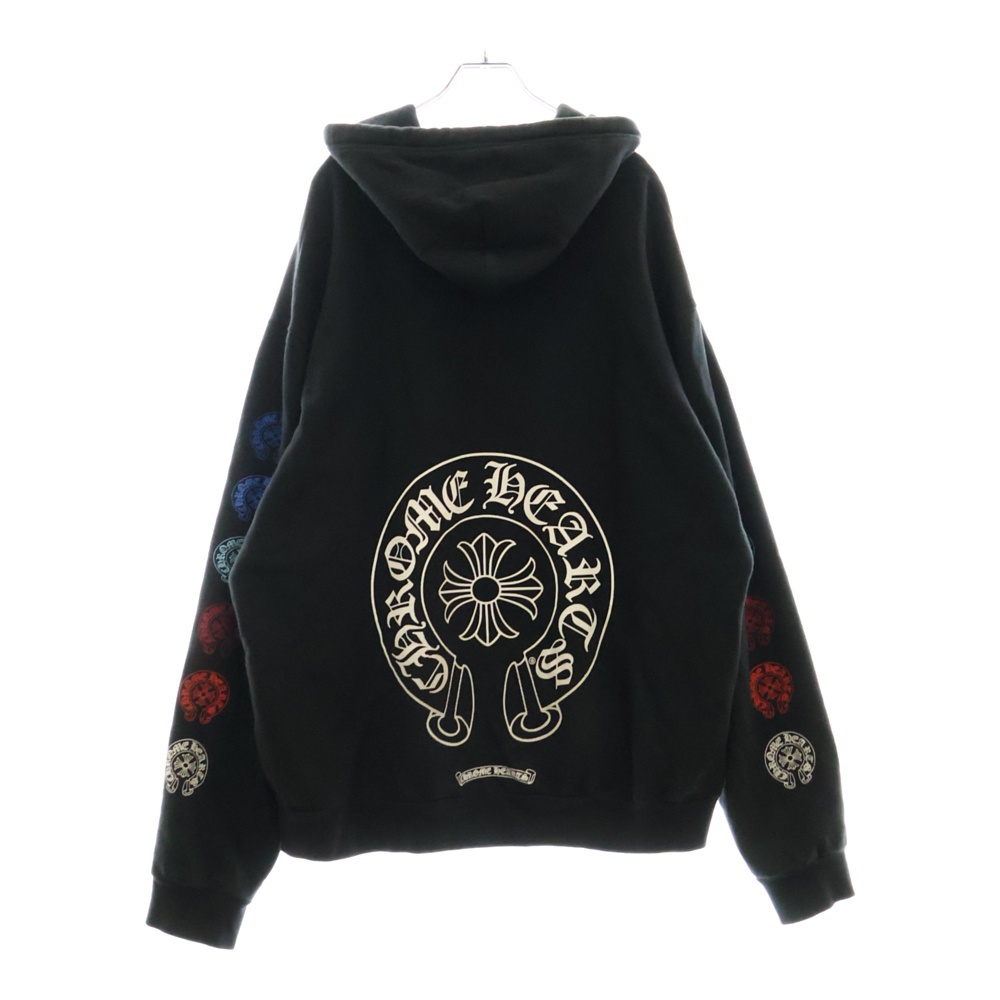 SWTSHRT PLVR マルチホースシュープリントプルオーバーパーカー ブラック/マルチ Bランク