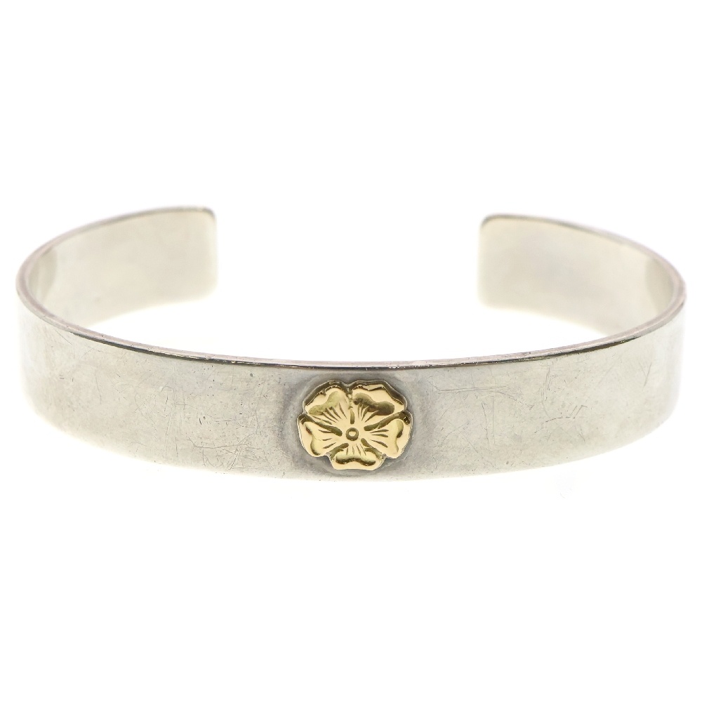 ローズ平打ちブレスL バングル シルバー/ゴールド Bランク