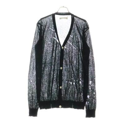 02SS THE MODERN AGE モダンエイジ期 ダメージ加工 ペンキ加工ボタン カーディガン ブラック Bランク