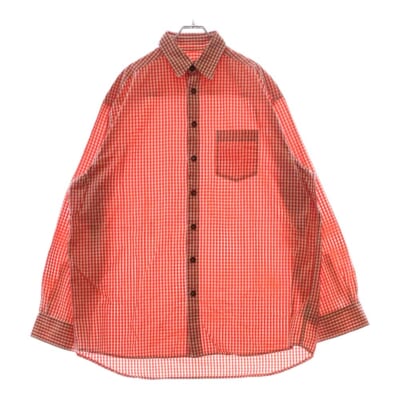 oversize shirt ギンガムチェック オーバーサイズ 長袖シャツ レッド Bランク