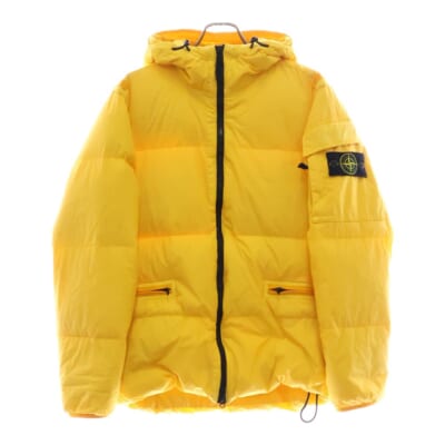22FW ガーメントダイナイロンレップスフーデッドダウン サイドアームダウンジャケット イエロー 771540223 Bランク