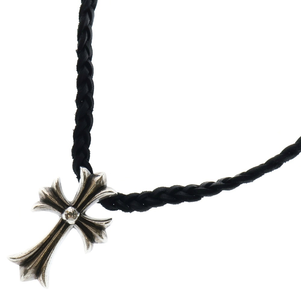CH CRS SML CL スモールCHクロス クリンプト レザーブレイド ネックレス シルバー/ブラック BCA217 Bランク
