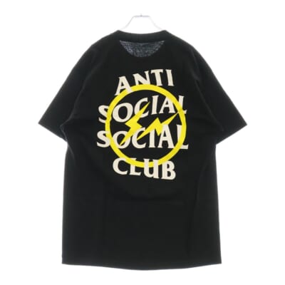 ×FRAGMENT フラグメントコラボ ロゴプリント半袖Tシャツ クルーネックカットソー ブラック/イエロー Sランク