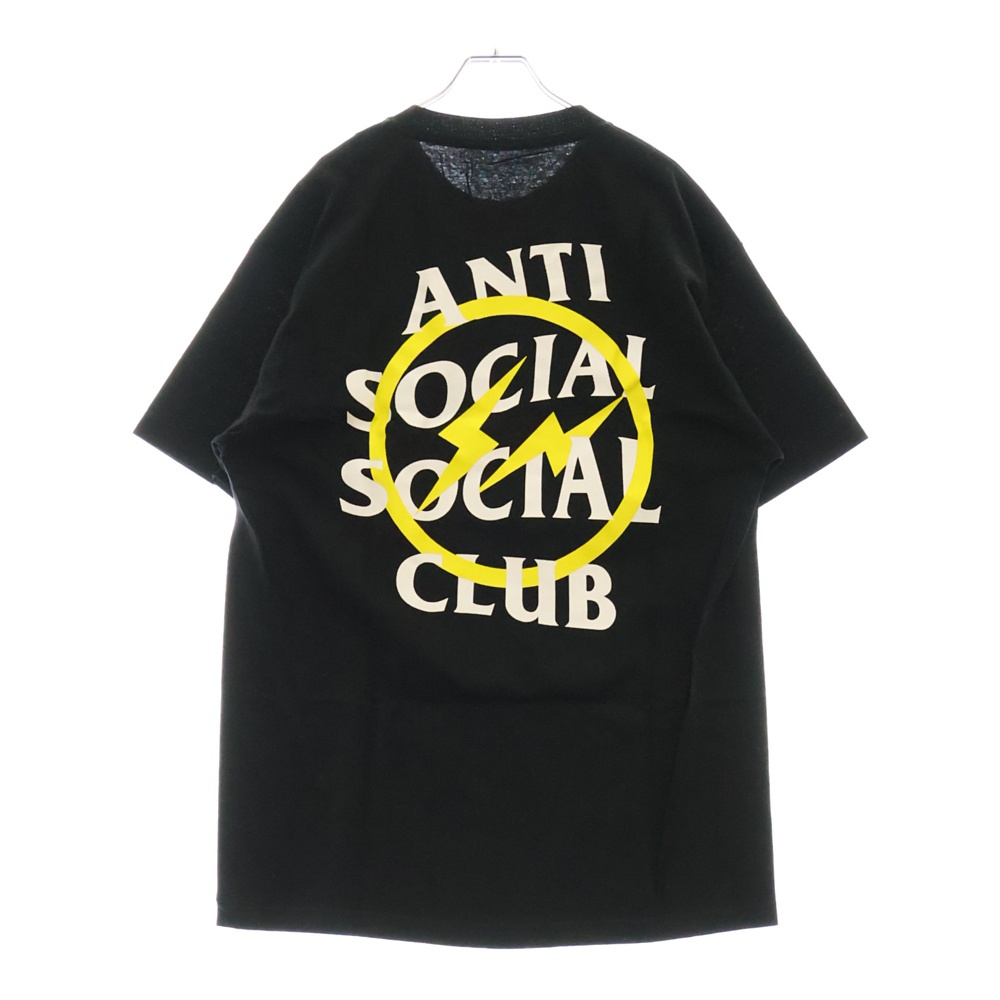 ×FRAGMENT フラグメントコラボ ロゴプリント半袖Tシャツ クルーネックカットソー ブラック/イエロー Sランク
