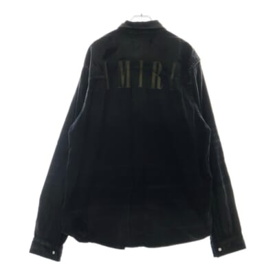 CAMO APPLIQUE DENIM SHIRT バックカモ柄ロゴ デニムシャツ ブラック SR3DL0001SMRDDJ0 Bランク