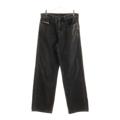 2001 D-MARCO ウォッシュ加工 ストレート デニムパンツ ブラック A11598 Bランク