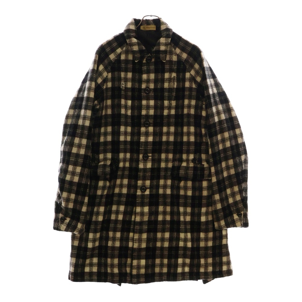 24AW The Shepherd シェパード チェック柄 縮絨 ウール パッカリング コート ホワイト/ブラック US2D4391 Sランク