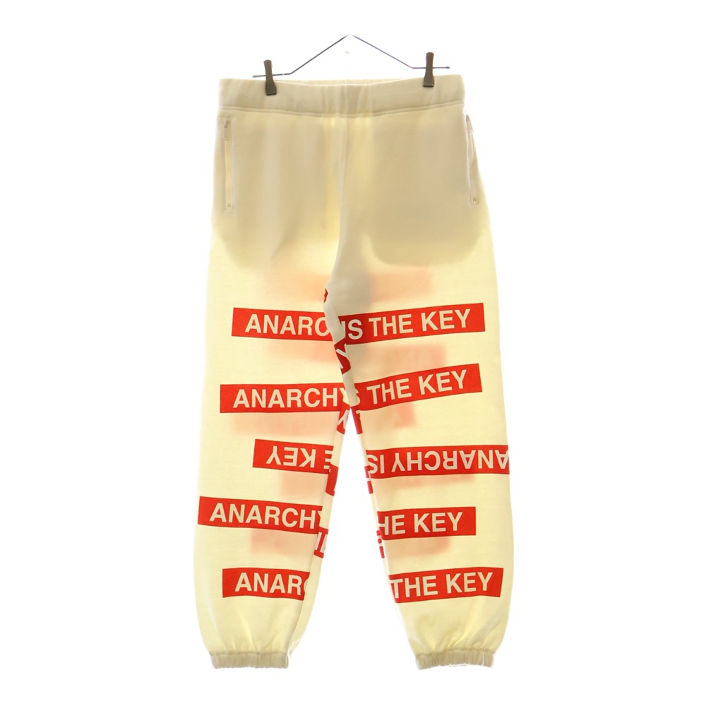24AW ANARCHY IS THE KEY プリント 裏起毛スウェットパンツ ホワイト/レッド UC2D4504-3 Sランク