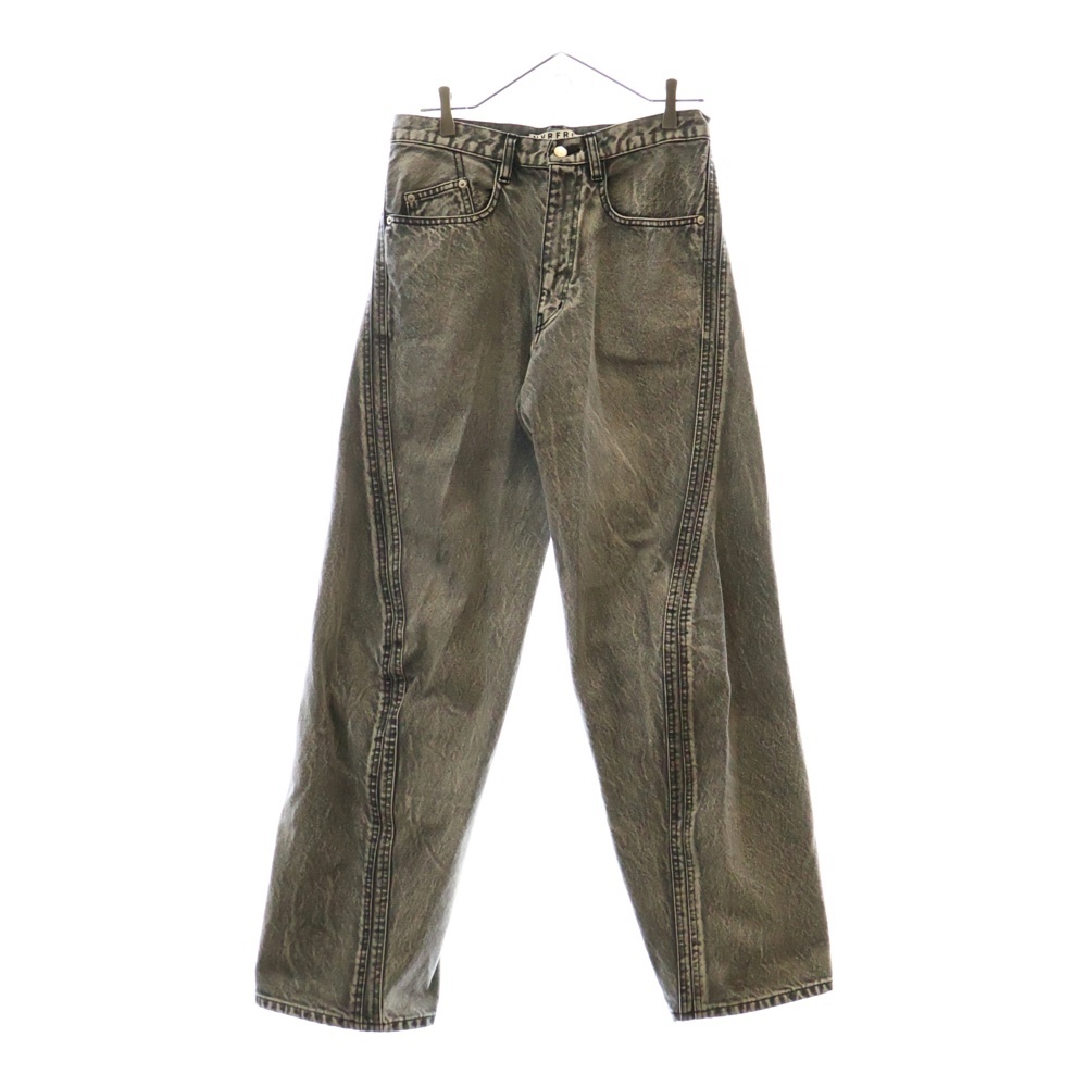 24AW 3D TWISTED WIDE LEG JEANS NF242P04D ヴィンテージ加工 ツイステッド ワイドレグワイドデニムパンツ グレー Bランク