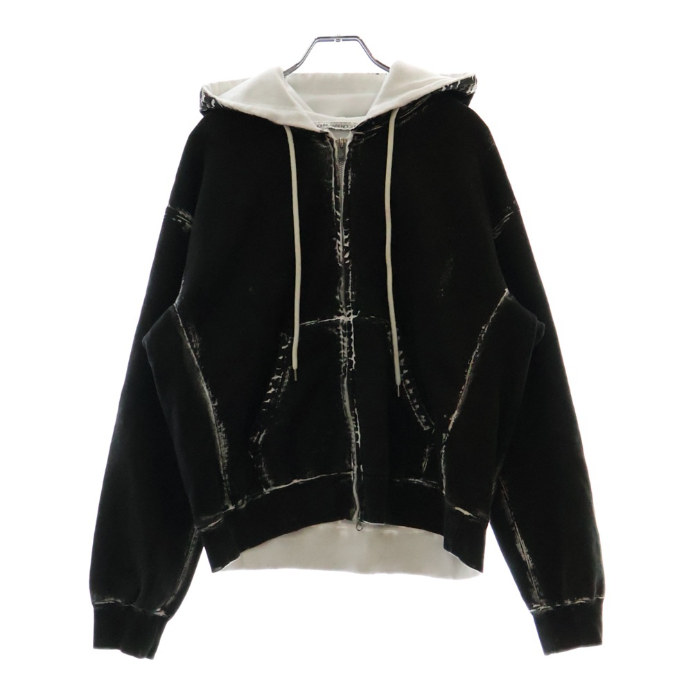 STUDIOUS 別注 ZIP FOODIE 5B025-0424-SM ペイント加工 ジップアップフーディパーカー ブラック Aランク