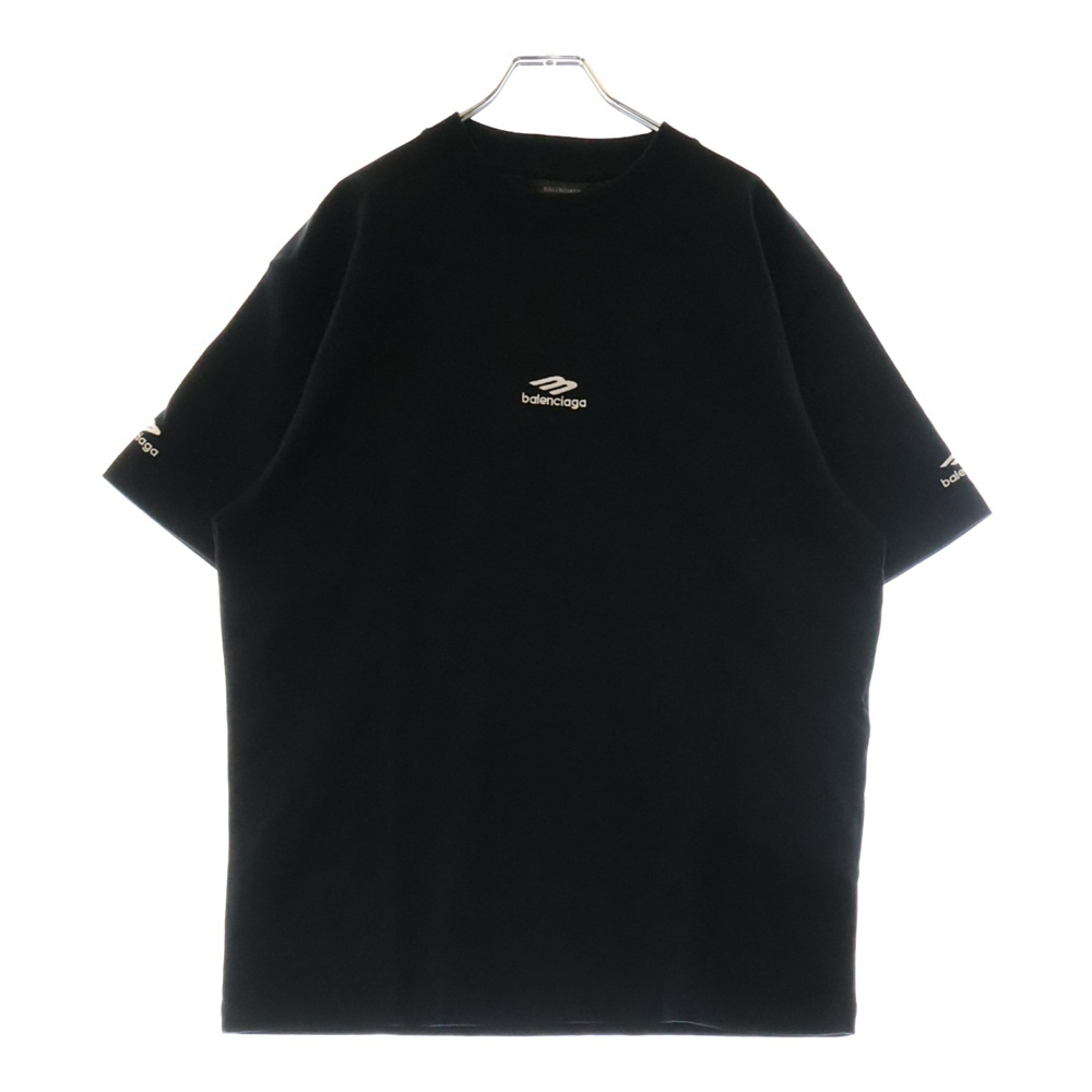 フロントブランドロゴ刺繍 半袖Tシャツカットソー ブラック 802038 TMVA5 Sランク