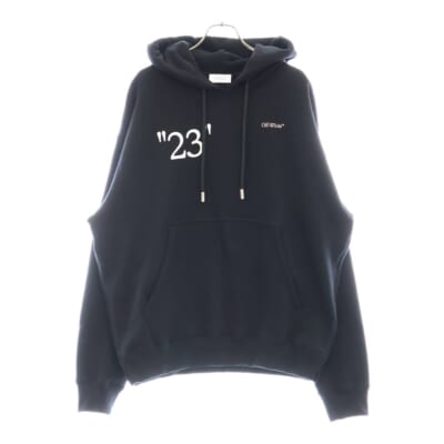 23 LOGO PRINT HOODIE OMBB085G23FLE005 ロゴプリント プルオーバーフーディー パーカー ブラック Aランク