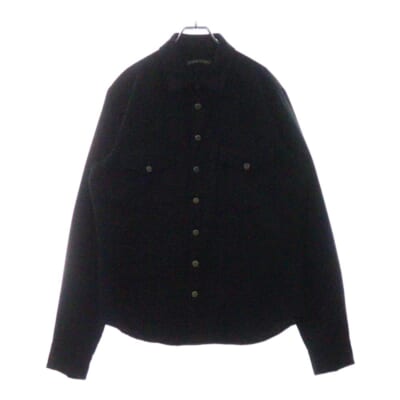 WESTERN WOOL SHIRTS JACKET ウエスタンフローラルボール ボタン 袖クロスパッチ長袖チェック シャツJVPタグオールド ブラック Bランク