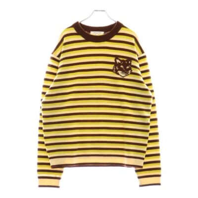 FOX HEAD INTARSIA STRIPED COMFORT JUMPER/STRIPE ボーダーニット NM00802KM0329 ブラウン/ホワイト/イエロー Bランク