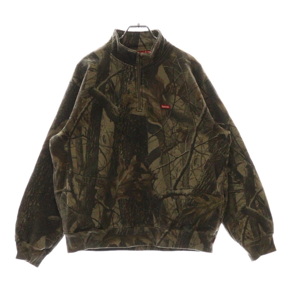 25ss Small Box Half Zip 総柄デザイン スモールボックスロゴ ハーフジップトレーナー スウェット グリーン Aランク