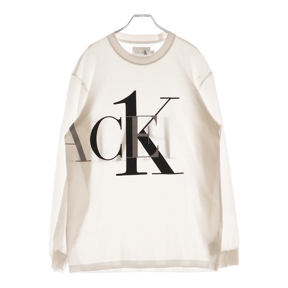 ×Calvin Klein カルバンクライン プリントデザイン 長袖Tシャツ ロンT カットソー ホワイト Aランク