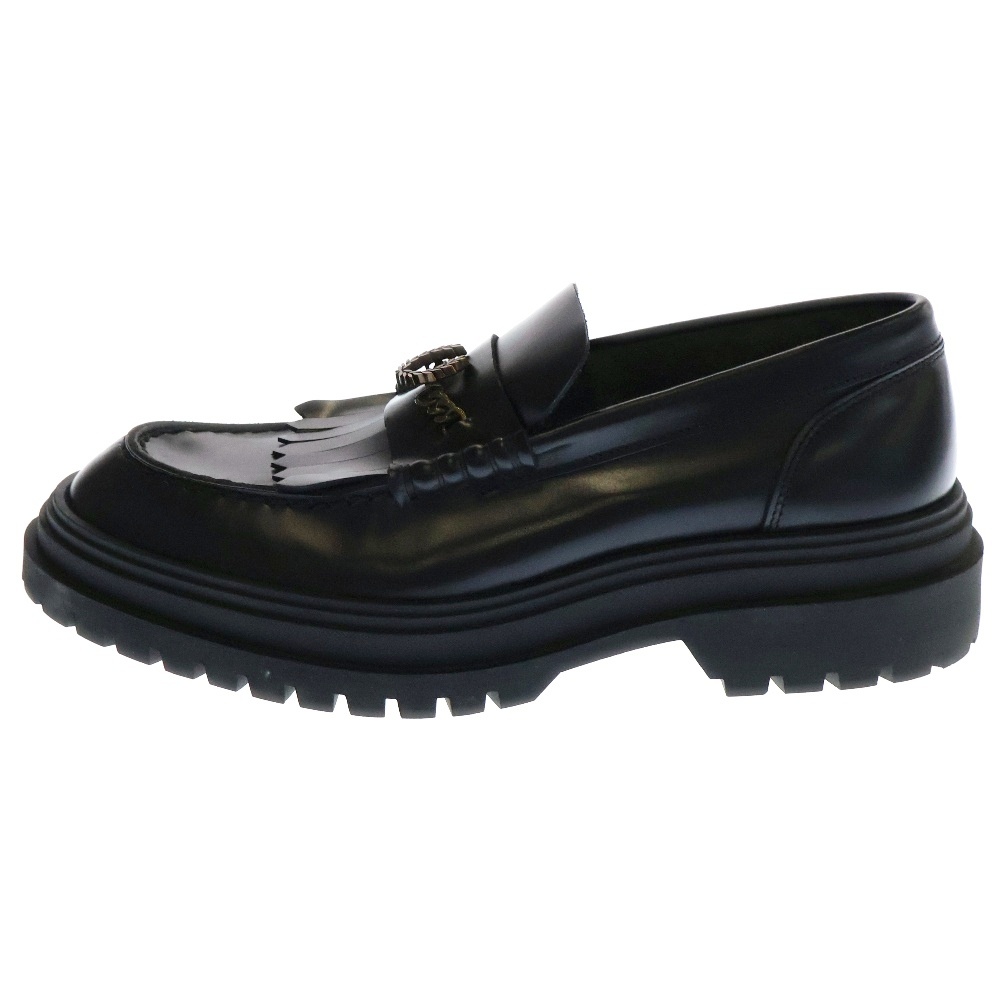 FP CHAIN LOAFER LEATHER フリンジ チェーン レザーローファー ブラック B8346 Aランク