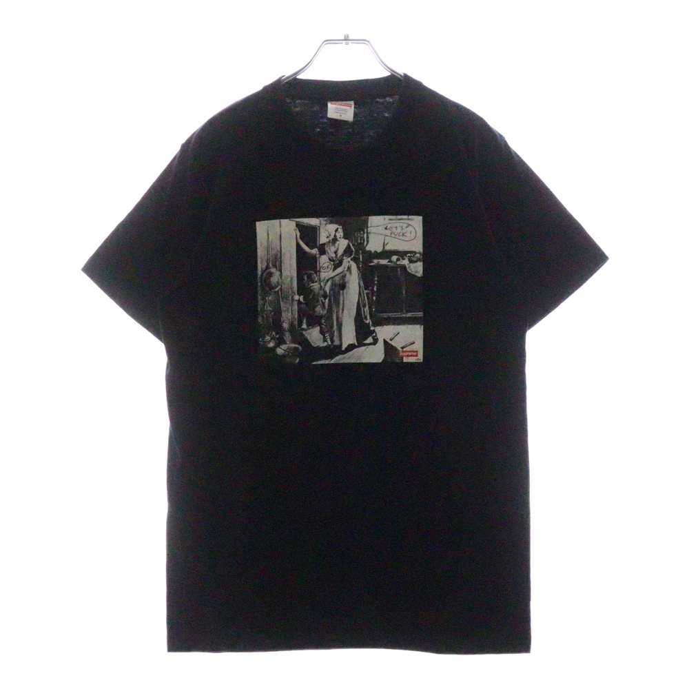 18AW Mike Kelley Hiding From Indians Tee マイクケリー ハイディング フロム インディアンズ フロントプリント クルーネック 半袖Tシャツ カットソー ブラック Bランク