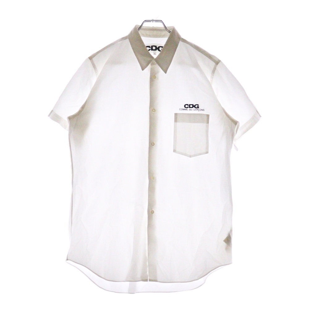 SHORT SLEEVE SHIRT ロゴプリント半袖シャツ ホワイト SZ-B016 Aランク