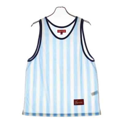 25SS Stripe Mesh Tank Top ストライプメッシュタンクトップ ブルー Aランク