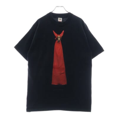 90S VINTAGE WEGMAN DEVIL DOG TEE フロントプリント 半袖Tシャツ カットソー ブラック Bランク