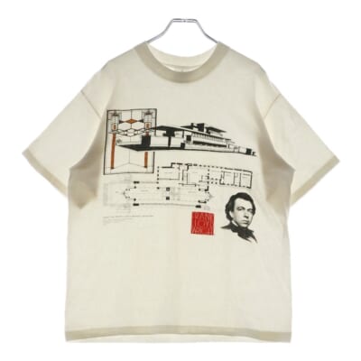 90S VINTAGE ANDIAZIA FRANK LLOYD WRIGHT TEE プリント半袖Tシャツ カットソー ホワイト Bランク