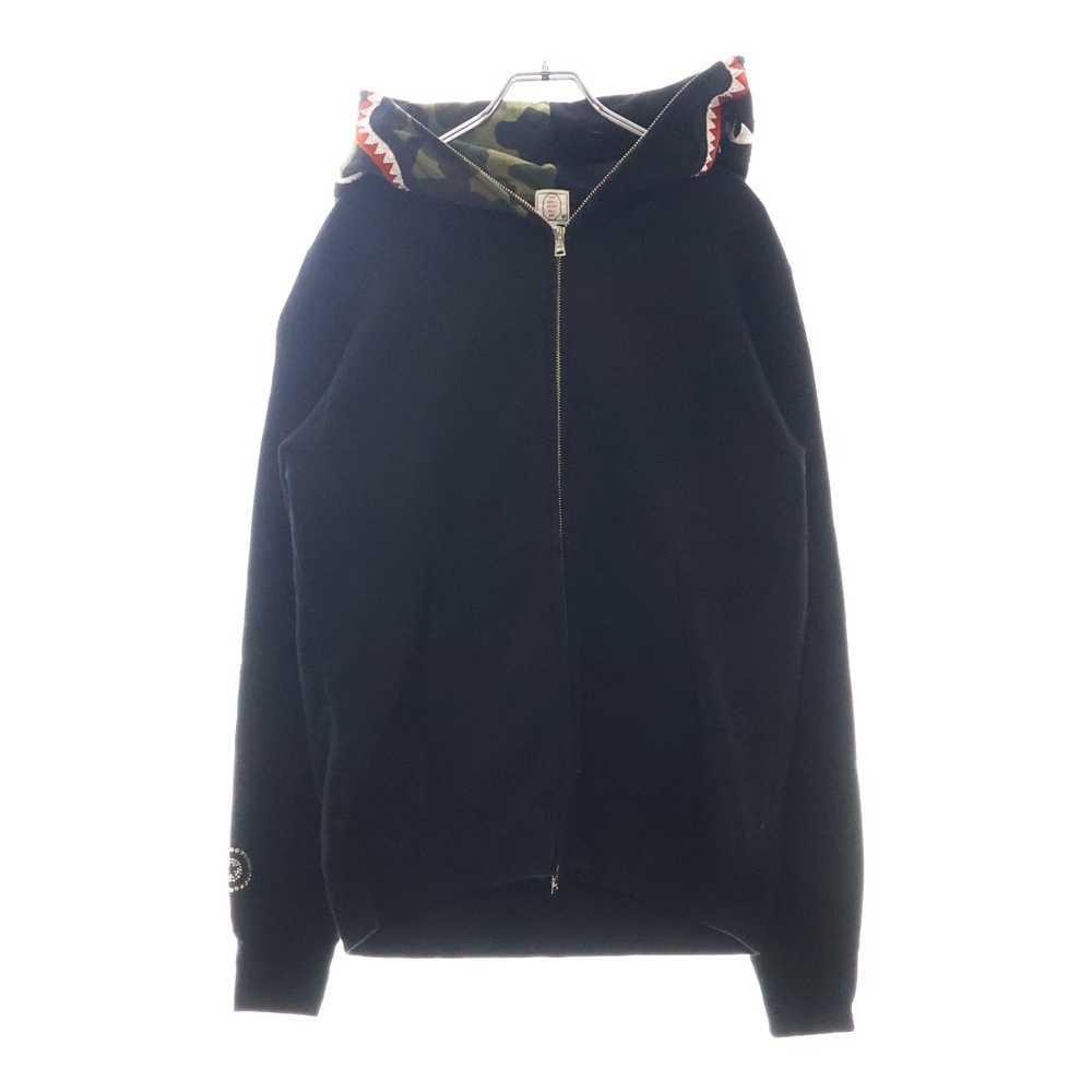 SWAROVSKI 1ST CAMO SHARK FULL ZIP HOODIE スワロフスキー カモ柄 シャーク フルジップアップ プルオーバースウェットパーカー フーディ ブラック Aランク